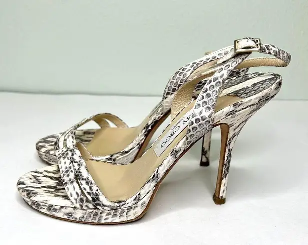 Jimmy Choo  Slingback Strappy Heels in Grey White Snake Size 36.5