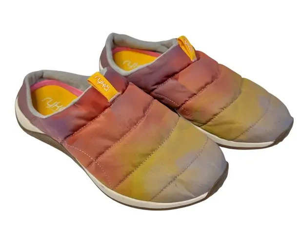 Ryka Women's Echo Puff Mule In Rainbow Pink Multicolored Ombré Slip On Shoes 9W