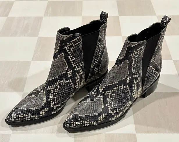 Marc Fisher  Yale Black Grey Snakeskin Texture Chelsea Booties - Image 1
