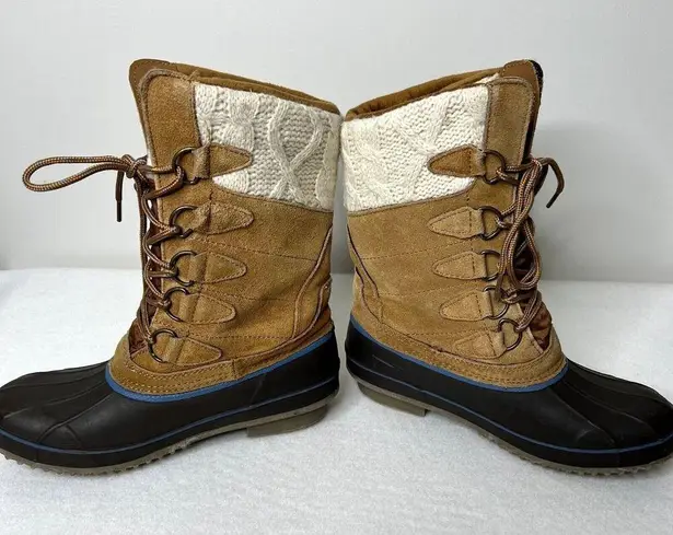 Khombu Cozy Pac Tall Lace Up Suede Knit Duck Boots