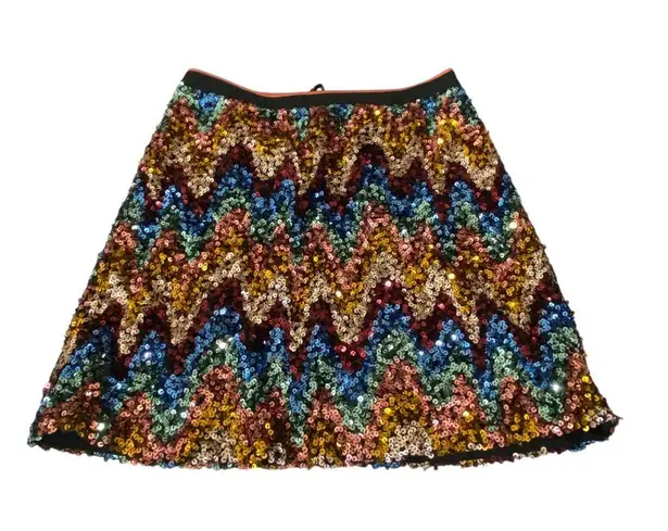 Anthropologie Maeve by  Zig-Zag Sequined Mini Skirt Size 8 NEW Multicolor - Image 2