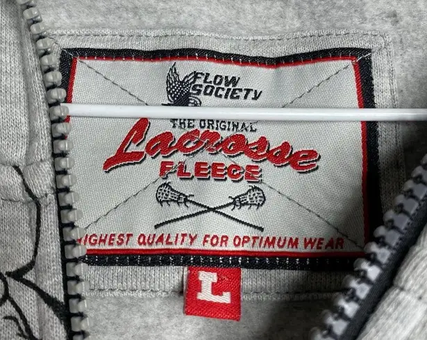 Lax Rat Flow Society Lacrosse Hoodie Full Zip Jacket Streetwear Hoodie Sz Large Gray