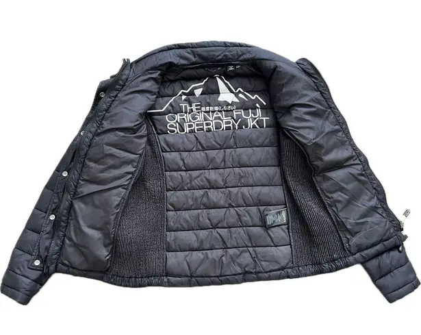 Superdry Original Fuji Black Puffer Jacket Womans Size US 6 Double Zipper