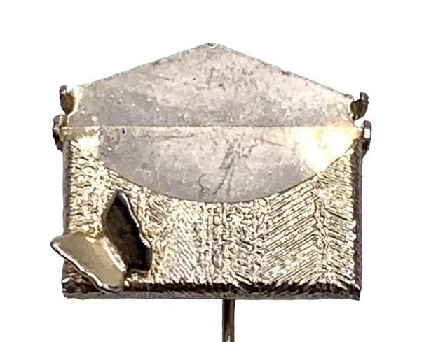 Vintage Womens Lapel Stick Pin Gold Tone Metallic Envelope Butterfly Detail