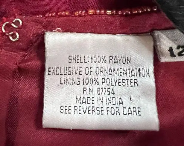 Vintage Dark Red Fully Beaded Short Sleeve Dress Sz M Women’s Gatsby Party Size M