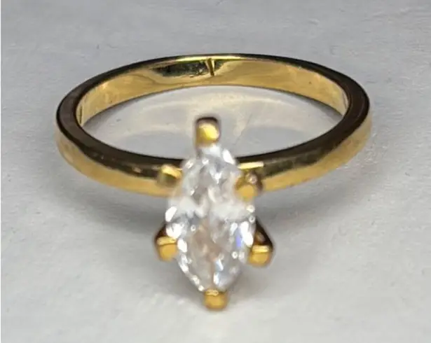 Vtg NV Nevada Silver Mines Gold Tone Marquise CZ Ring size 7
