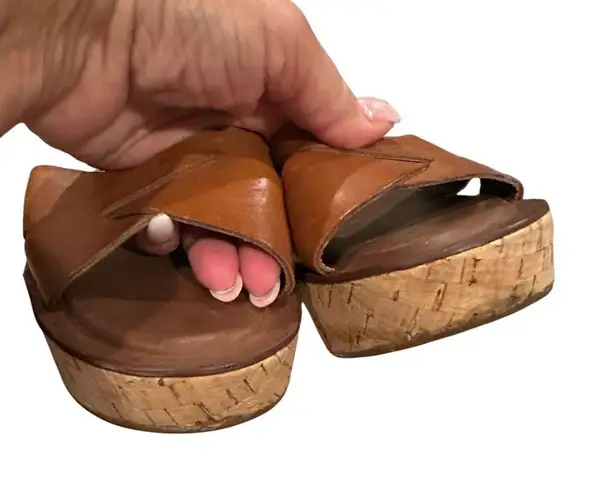 Kork-Ease MYRNA PLATFORM BROWN TAN LEATHER SANDAL 7 38