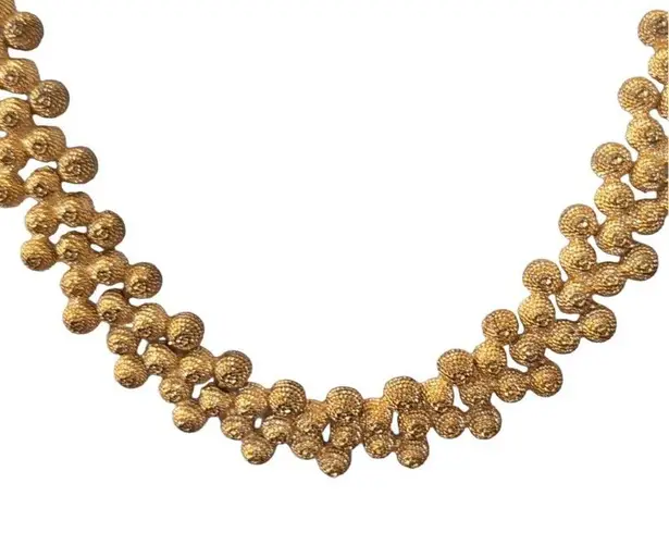 Vintage Gold Tone Textured Choker Necklace 1970s