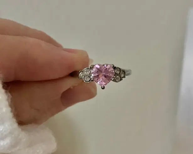 Pink Heart Promise Ring Silver Girly “Constanta” Elegant Coquette Blush Jewelry