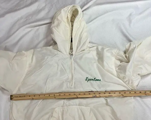 Vintage Michigan State Spartans White Green Pullover Half Zip Jacket Sz XL Unise