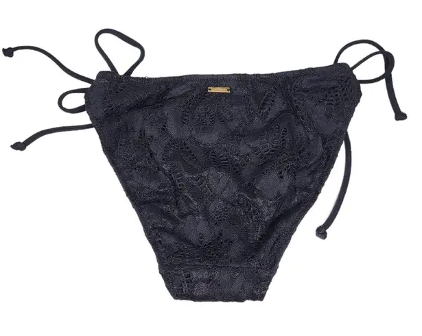 Victoria's Secret NWT Victoria’s Secret The Teeny Bikini Crochet Side Tie Bottom in Black