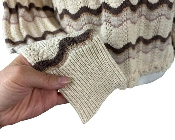 Heartloom New Elias Chevron Print Knit Sweater Hoodie Size Medium Crochet Beachy