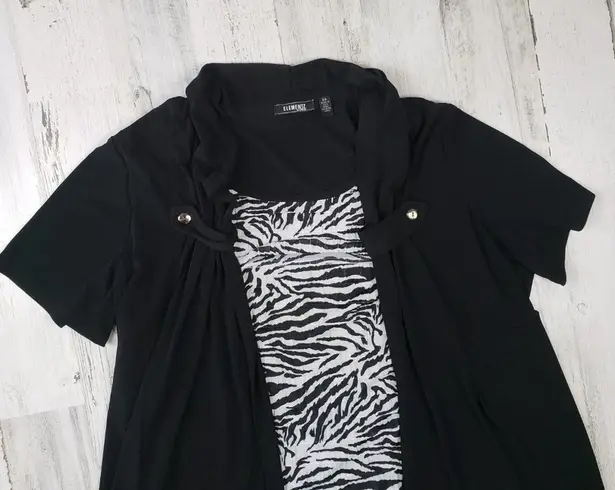 Elementz Black Cardigan w/ Black & White Shirt Panel Women's Size 2X