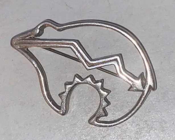 Authentic Vintage Native American Sterling Silver Grizzly Pin/Brooch