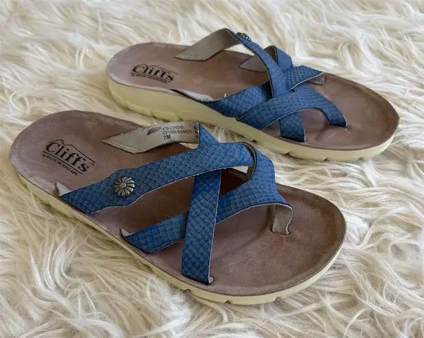 Cliffs Women's Blue Strappy Sandals Size 8 Casual Summer
