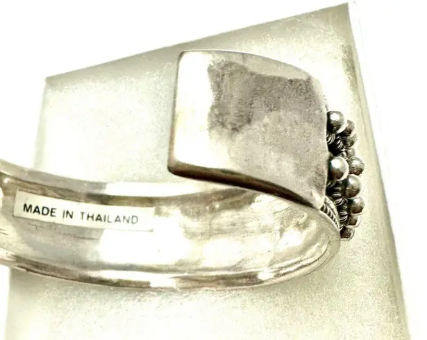 Sterling Silver 925 Studded Cuff Bracelet Fits 6.5