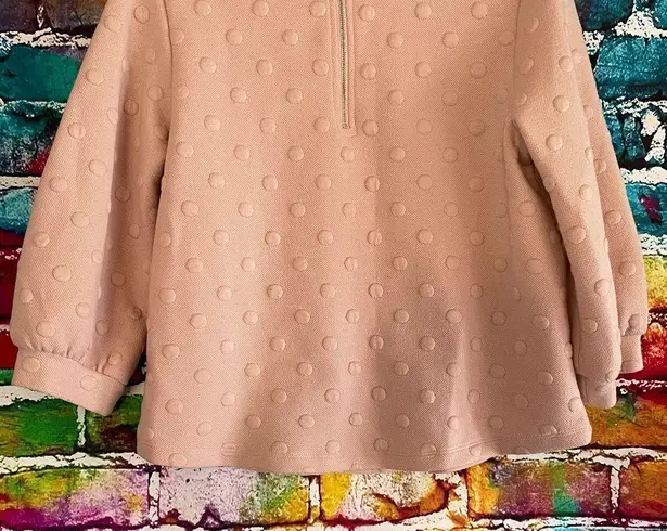 W5  3/4 Balloon Sleeve Blush 3D Textured Polka Dot Shirt Top Size Large