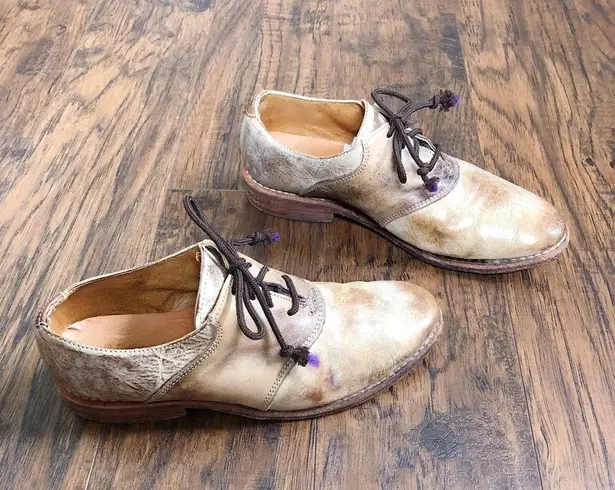 Bed Stu • Fury saddle oxfords tan taupe leather lace up shoes beige