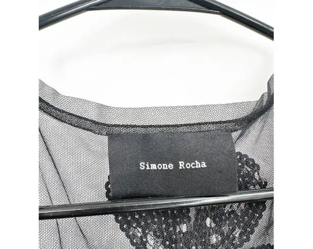 Simone Rocha Black Sheer Sequin Scoop Neck Slip Dress Floral Flower 8 NEW Size 4