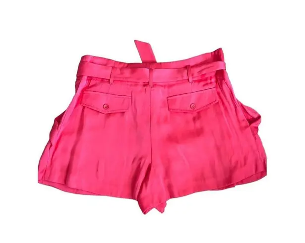 BCBGMAXAZRIA  Silk Red Pleated Front Tie Shorts Women's Small S