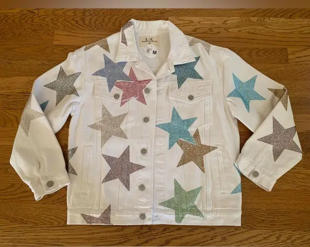 All The Stars Rhinestone Denim Jacket in White size M Size M