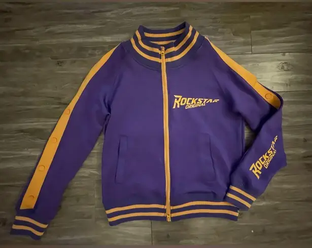Rockstar Original Jacket size Small women’s purple and yellow cold shoulder