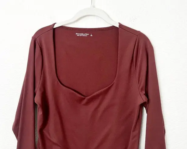 Abercrombie & Fitch [] Brown Sweetheart Neckline Long Sleeve Bodysuit Sz Large L thumbnail 3