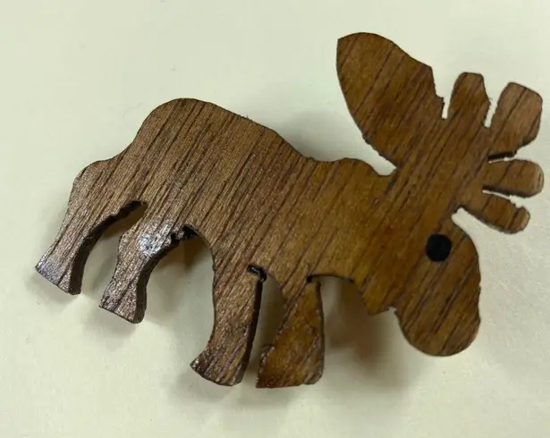 Moose Deer Vintage Wood Cutout Pin Brooch Animal Likeness