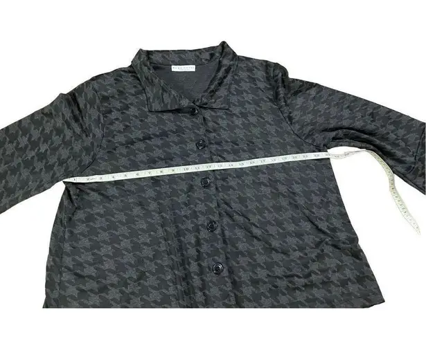 Bryn Walker Houndstooth Jacket Stretch Knit Button Up Gray Flare Sleeve size med