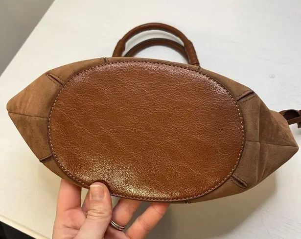 Rina Rich Velvet & Leather Music Top Handle Handbag Brown