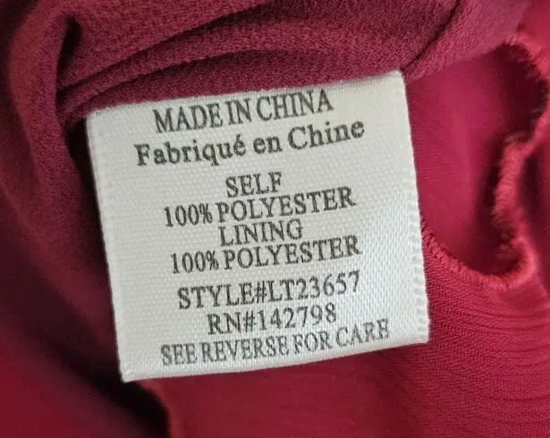 Love Riche Embroidered Hem Blouse Womens Size S Tie Back Red Long Sleeves