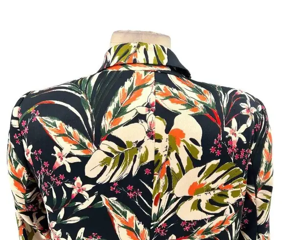 ZARA  Wild Willow Floral Satin Blazer 3/4 Length Sleeve Size Medium