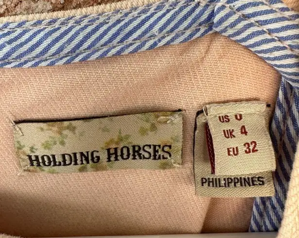 Holding Horses Anthropologie Regatta Wrap Denim Dress Pink Zip Up Women’s Size 0