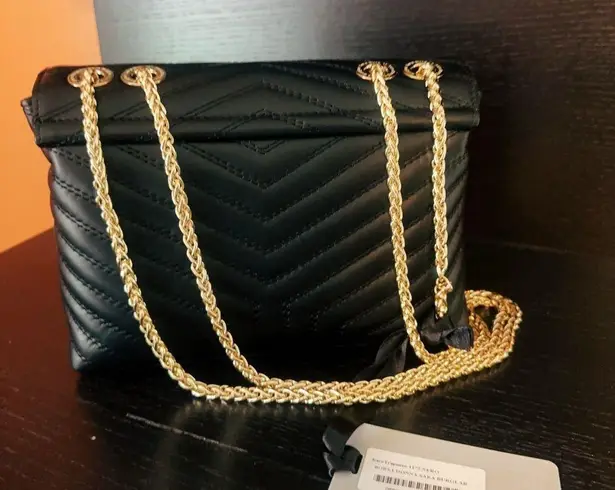 SARA BURGLAR genuine black leather shoulder bag Kate Trapunto BORSA DONNA NWT