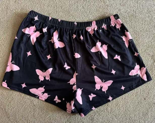 Black Pajama Shorts Pink Butterflies Size Large