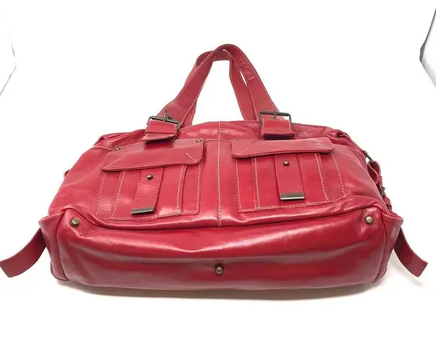 FRANCESCO BIASIA red leather motorcycle bag, made in Italy