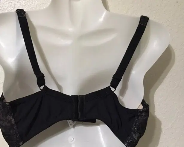 Illusion Padded Underwire Black Bra Size 36DD