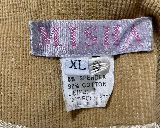 Misha Y2K Vintage Tan Corduroy Floral Embroidered Sequin Blazer Jacket Size XL