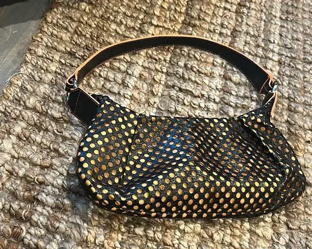 Tosca Blu Y2K Black Netted Orange Shoulder Bag