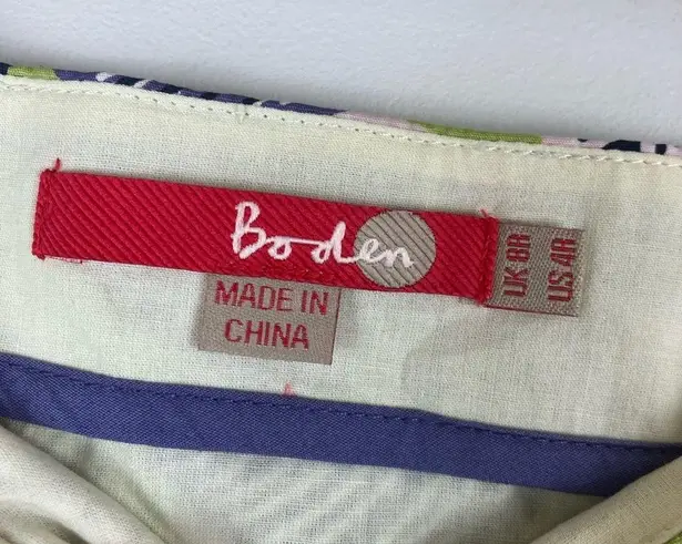 Boden Purple Green Pink Leaf Print Skirt Size 4