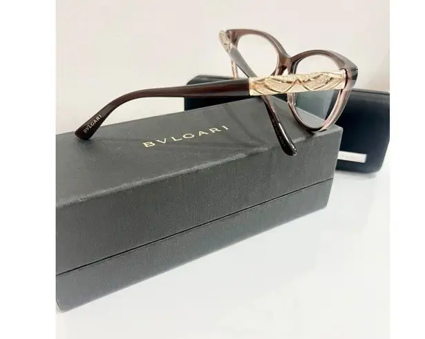 BVLGARI NWT 4126-B Dark Havana Brown Optical Frames Cat Eye Eyeglass