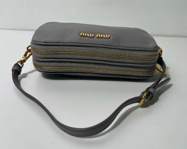 Miu Miu Madras Mini Logo Camera Wristlet Pouchette Clutch Purse Bag