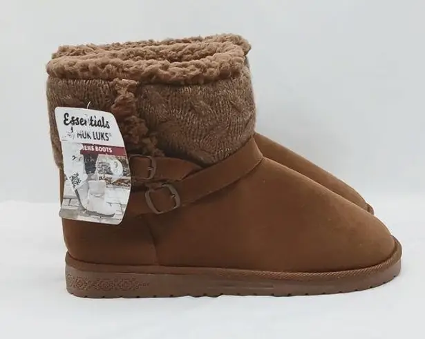 Muk Luks Alyx Ankle Booties Women's Size 9 Tan Comfort Cozycore Fur Faux Suede