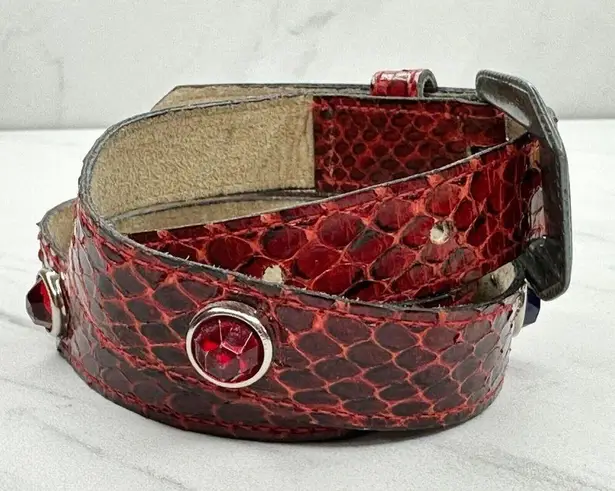 Vintage Damask Accessories NY Red Snake Skin Jeweled Belt Size S