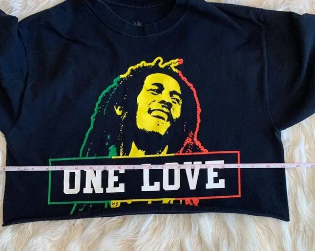 Zion Rootswear Bob Marley T Shirt Medium Black One Love Crop Top
