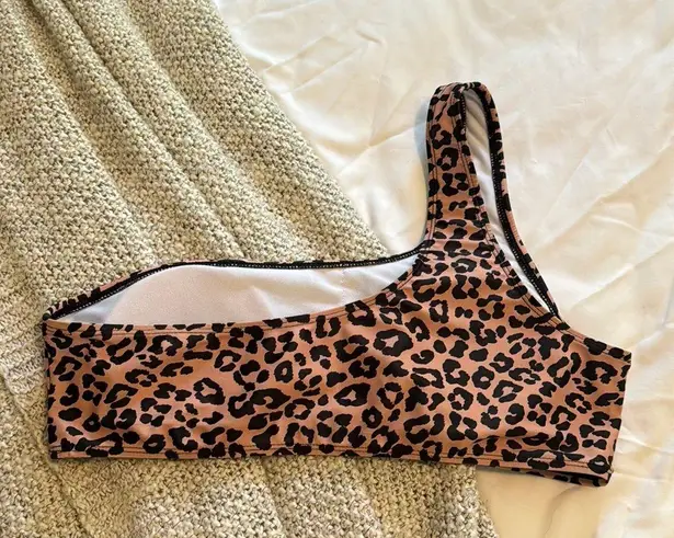 SheIn Leopard Print One Shoulder Bikini Top