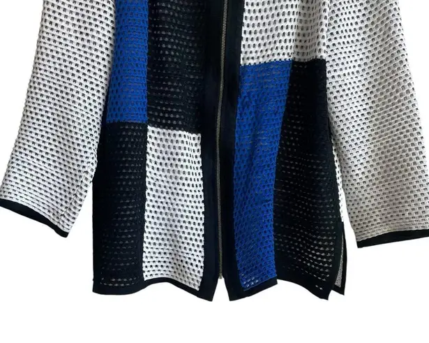 Ming Wang Women Jacket S Color Block Open Knit Career Office Contemporary Travel