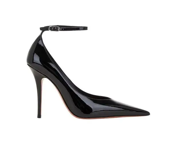 Amina Muaddi Anok 105 Patent Pumps in Black 41 With Box Womens High Heels