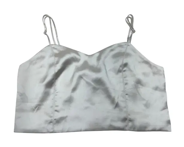 House of Harlow 1960 White Silky Stretch Back Cropped Cami Tank Top Large L NWT