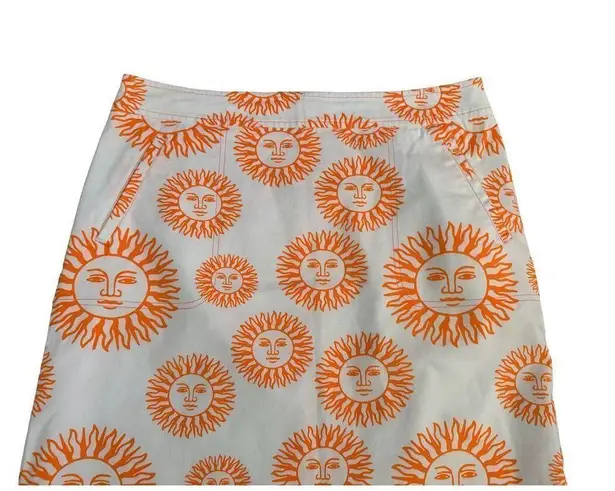 J. McLaughlin  Orange & White Sun Skirt Size 8